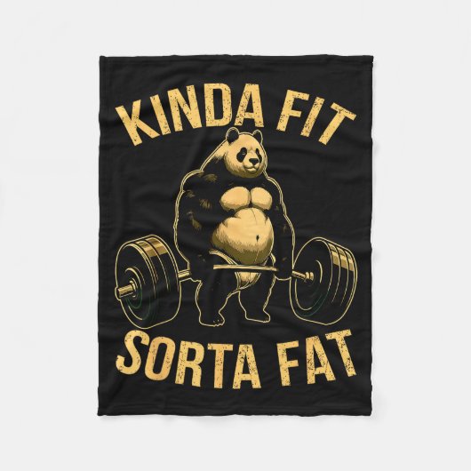 Kinda Fit Sorta Fat Funny Gym Panda Weightlifting  Fleece Deken (Voorkant)