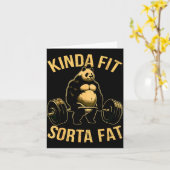 Kinda Fit Sorta Fat Funny Gym Panda Weightlifting  Kaart (Gele Bloem)