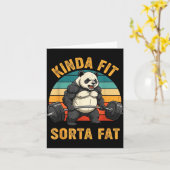 Kinda Fit Sorta Fat Funny Gym Panda Weightlifting  Kaart (Gele Bloem)