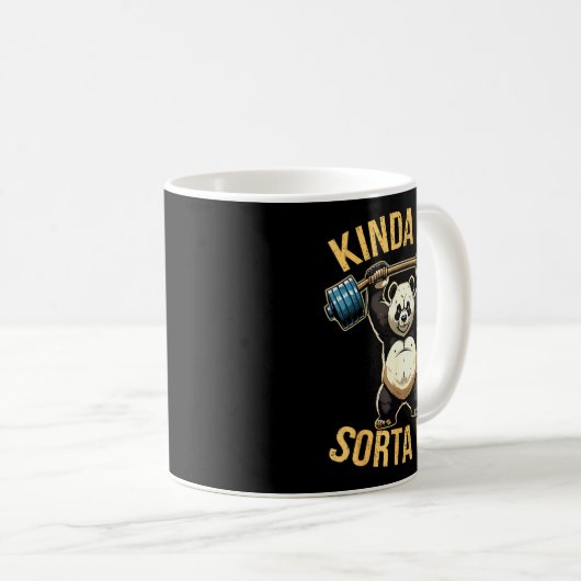 Kinda Fit Sorta Fat Funny Gym Panda Weightlifting  Koffiemok (Voorkant rechts)