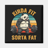 Kinda Fit Sorta Fat Funny Gym Panda Weightlifting  Magneet (Voorkant)