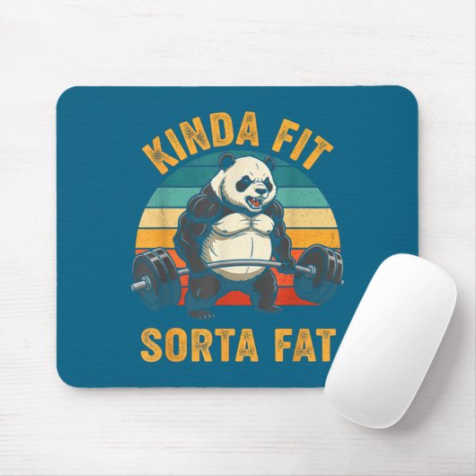 Kinda Fit Sorta Fat Funny Gym Panda Weightlifting  Muismat (Met muis)