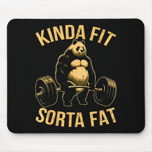 Kinda Fit Sorta Fat Funny Gym Panda Weightlifting Muismat (Voorkant)