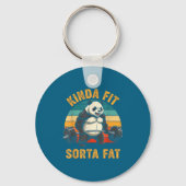 Kinda Fit Sorta Fat Funny Gym Panda Weightlifting  Sleutelhanger (Voorkant)
