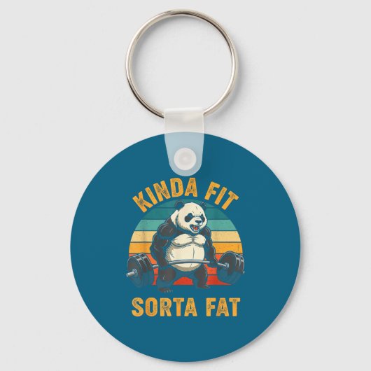 Kinda Fit Sorta Fat Funny Gym Panda Weightlifting Sleutelhanger (Voorkant)