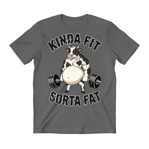 Kinda Fit Sorta Fat Koe – Grappige Gymparodie T-shirt