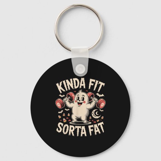 Kinda Fit Sorta Vet Funny Gym Retro Schattigee Gho Sleutelhanger (Voorkant)