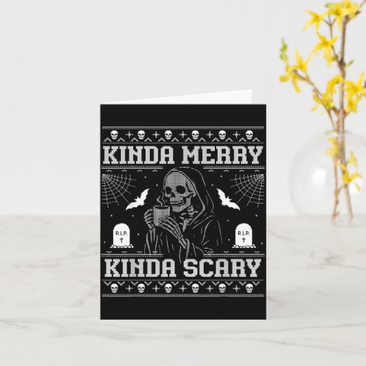 Kinda Merry Kinda Y Alt Goth Ugly Christmas Sweate Kaart (Gele Bloem)