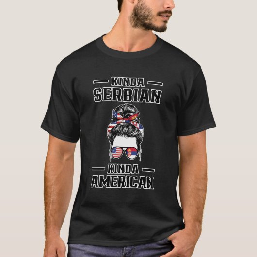 Kinda Servisch Kinda Amerikaans Servië T-shirt (Voorkant)