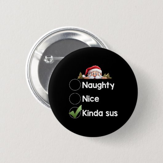 Kinda Sus Christmas Matching Naughty1 Ronde Button 5,7 Cm (Voorkant /achterkant)