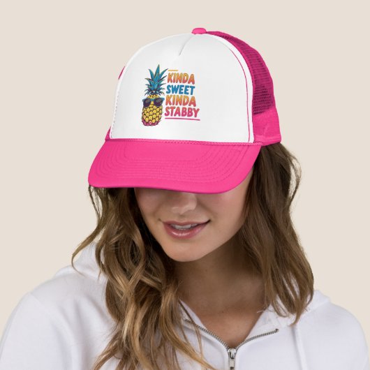 Kinda Sweet Kinda Stabby Pineapple Trucker Hat Pet (In situ)