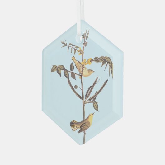 Kindaarngeel vogel glas ornament (Voorkant links)