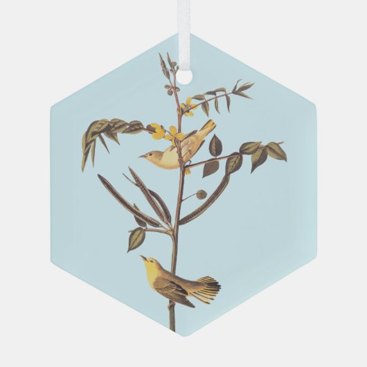 Kindaarngeel vogel glas ornament (Achterkant)