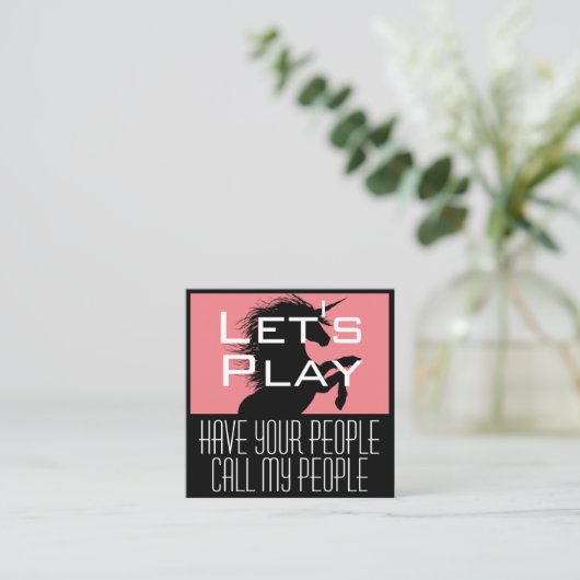 Kindafspeeldatum Unicorn Vierkante Visitekaartje (Staand voorkant)