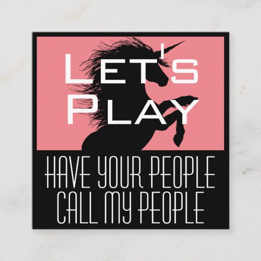 Kindafspeeldatum Unicorn Vierkante Visitekaartje (Voorkant)