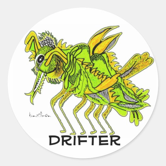 KINDA'S ALS EEN DRIFTER RONDE STICKER (Voorkant)