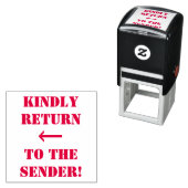 "KINDELIJK TERUG NAAR DE SENDER!" + Pijl Zelfinktende Stempel (In situ)