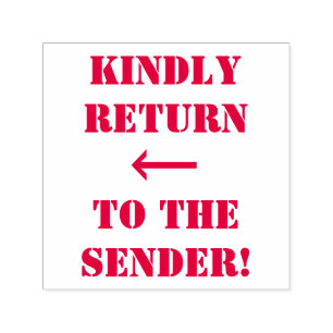 "KINDELIJK TERUG NAAR DE SENDER!" + Pijl Zelfinktende Stempel