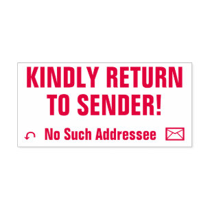 "KINDELIJK TERUG NAAR SENDER!" "Geen dergelijke ge Zelfinktende Stempel