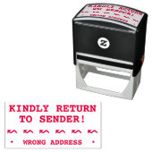 "KINDELIJK TERUG NAAR VERZENDING!", "KORTE ADRES" ZELFINKTENDE STEMPEL (In situ)