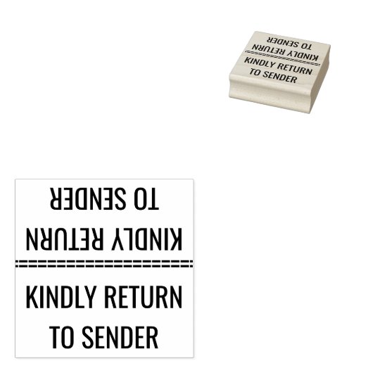 "KINDELIJK TERUG NAAR VERZENDING" Rubberstempel (Gestempeld)
