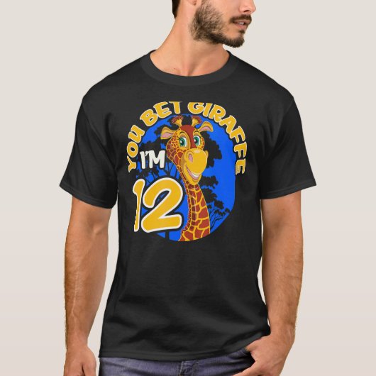Kinder12th Birthday Giraffe Zoo Theme Tween Birthd T-shirt (Voorkant)