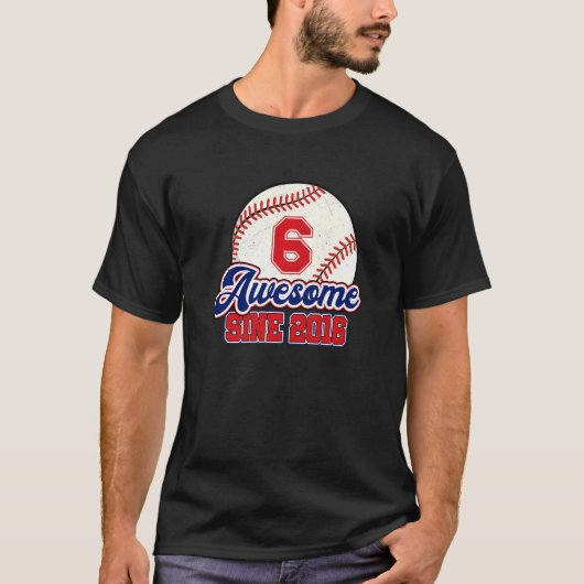 Kinder 06th Birthday Baseball Player 06 Years Old T-shirt (Voorkant)