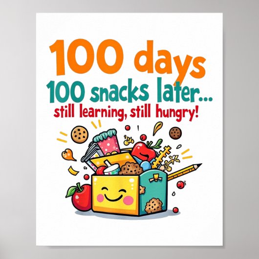 Kinder 100 dagen 100 snacks later 100e schooldag poster (Voorkant)