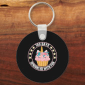 Kinder 100 dagen besprenkeld met leuke cupcake Shi Sleutelhanger (Voorkant)