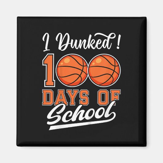 Kinder 100 dagen schoolbasketbal 100e magneet (Voorkant)