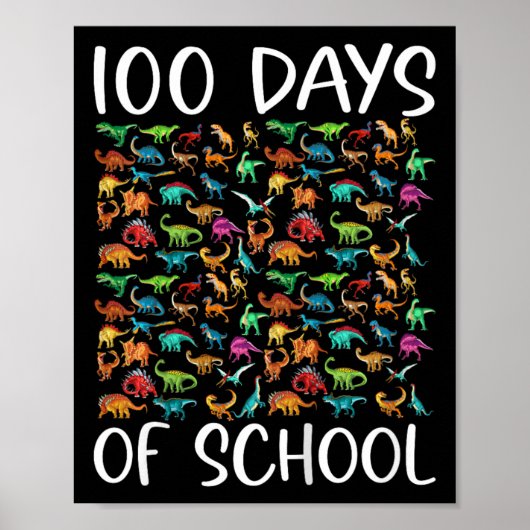 Kinder 100 dagen schooldinosaurus poster (Voorkant)