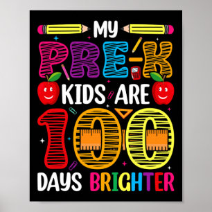 Kinder 100 dagen schoolleraar student poster