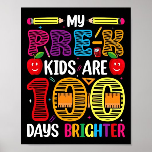 Kinder 100 dagen schoolleraar student poster (Voorkant)