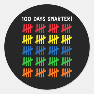 Kinder 100 Dagen van School 100 Tally Marks Ronde Sticker