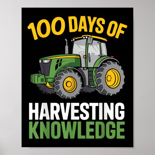 Kinder 100 Dagen van School Boy Tractor Farming 10 Poster (Voorkant)