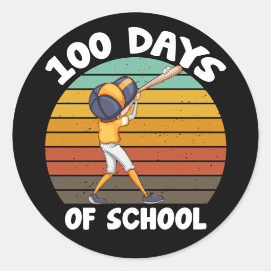 Kinder 100 dagen van schooljongens 100e dag honkba ronde sticker (Voorkant)