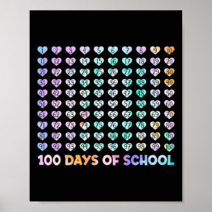 Kinder 100 dagen van schooltijd Dye Hearts Wiskund Poster