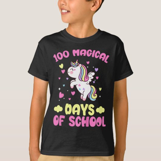 Kinder 100e dag schoolmeisjes 100 magische dagen t-shirt (Voorkant)