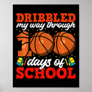 Kinder 100ste dag van schooljongens basketbal 100  poster