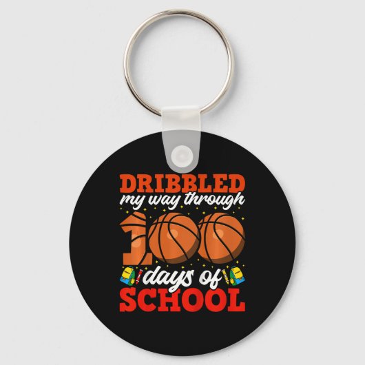 Kinder 100ste dag van schooljongens basketbal 100 sleutelhanger (Voorkant)