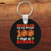 Kinder 100ste dag van schooljongens basketbal 100 sleutelhanger (Voorkant)