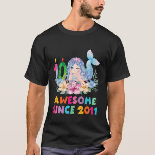 Kinder 10 jaar oud Birthday Mermaid Theme Birthday T-shirt