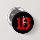 Kinder 10 jaar oude 10e Bysketbyll verjaardagsfees Ronde Button 5,7 Cm (Voorkant /achterkant)