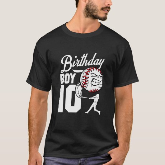 Kinder 10 jaar oude Baseball Birthday Party Theme  T-shirt (Voorkant)