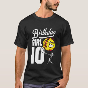 Kinder 10 jaar oude Softball Birthday Party Theme  T-shirt