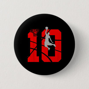 Kinder 10-jarige 10e Basketball BirthdayThe Ronde Button 5,7 Cm