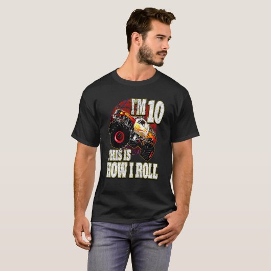 Kinder 10-jarige verjaardag houdt van Monster Truc T-shirt (Voorkant volledig)