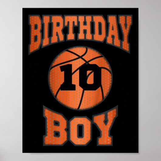 Kinder 10e 10 jaar oud Happy Birthday Boy Bask Poster (Voorkant)