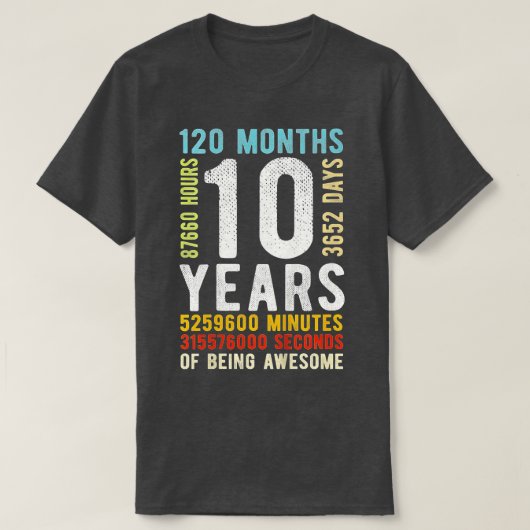 Kinder 10e verjaardag 10 jaar oude retro 120 t-shirt (Design voorkant)