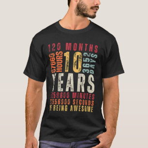 Kinder 10e verjaardag 10 jaar oude  retro 120 t-shirt